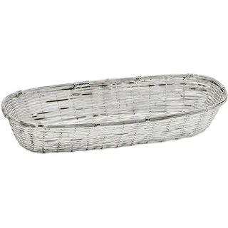 EDZARD Korb Brotkorb Baguette (13x34cm), Metall geflochten, länglich, edel versilbert, anlaufgeschützt