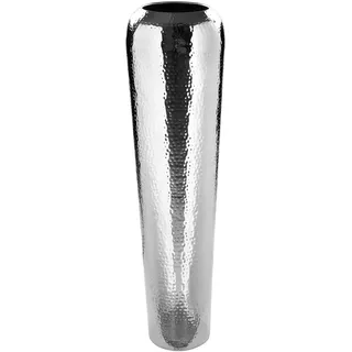 Dekovase FINK "TUTZI, mit gehämmerter Struktur", silber (silberfarben), H:90cm Ø:24cm, Eisen, Vasen, Dekovase, Vase aus Metall, vernickelt, Bodenvase