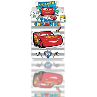 JFabrics Disney Cars Bettwäsche-Set für Babybett, mit Kissen, Motiv Lightning McQueen, Rot, 100 x 135 cm - 40 x 60 cm