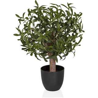 HJH Office Kunstpflanze Olive S 70 cm - Immergrün, Pflegeleicht, Realistische Nachbildung aus Kunststoff & Kunstseide, Grün