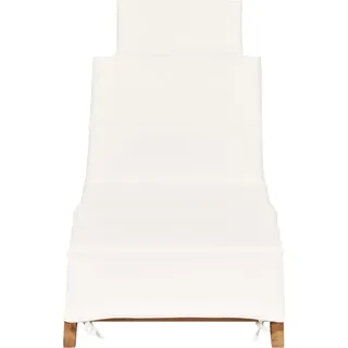 vidaXL Klappbare Sonnenliege mit Cremeweißer Auflage Massivholz Teak - Weiß