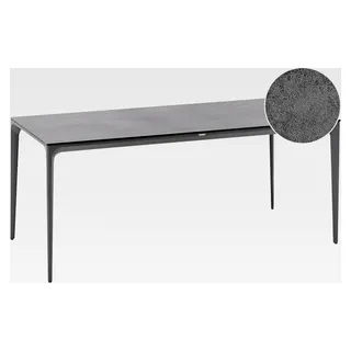 Gartentisch HPL Holzoptik dunkelgrau rechteckig 180x90 cm mit Metallgestell