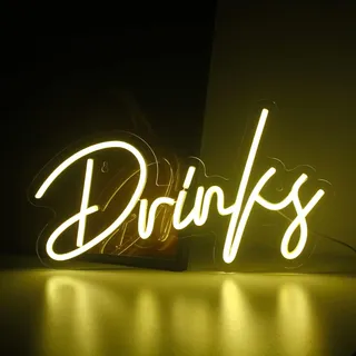 Looklight Drinks Buchstaben Leuchtreklame Warmweißes LED-Neonlicht Wort Lichtzeichen Neon Schild Dekorative Wandleuchten für Shop, Restaurant, Esszimmer, Bar, Pub, Party, Dekoration