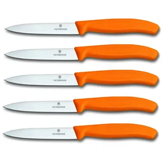 Victorinox | Gemüsemesser 5er Set Orange | Swiss Classic 10 cm | glatter Schliff | ideales Tomatenmesser für jede Küche