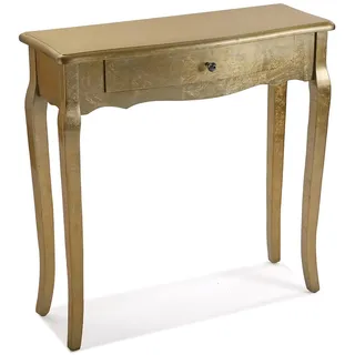 Versa Cagliari Schmales Möbelstück für den Eingangsbereich oder Flur, Moderner Konsolentisch, mit 1 Schublade, Maßnahmen (H x L x B) 80 x 30 x 80 cm, Holz, Farbe: Golden
