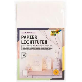 Folia Papier-Lichtertüten Blanko 5 St. 19 x 11,5 x 7 cm Weiß