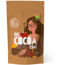 DIET-FOOD - Bio Schokolade - Kakaopulver - mit Rohrzucker - 200 g - für heiße Getränke mit Wasser- oder Milch - ohne künstliche Zusatzstoffe - Fertiggericht - Trinkschokolade mit Geschmack Chai