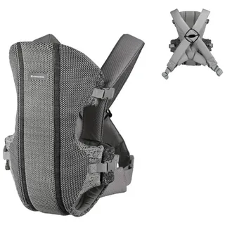 KIKKABOO Gwen Fly Strickstoff Bauchtrage Rückentrage Gurte verstellbar grau