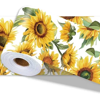 PRESSINART SonnenBlüte Wand Bordüre Tapeten Bordüre Abziehbar Und Klebend 197 x 4 Zoll SonnenBlüte Muster PVC Dekorative Leiste Sticker Für Badezimmer Wäsche Küche Spritzschutz Zuhause Dekoration