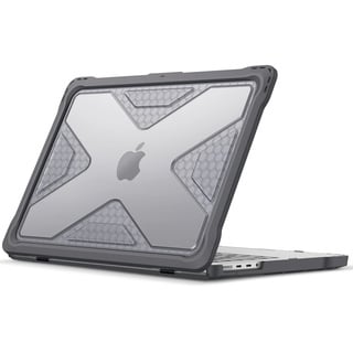 Fintie Hülle Kompatibel mit MacBook Pro 14 Zoll (2024-2021) A3112 A3401 A3185 A2992 A2918 A2779 A2442 M4 M3 M2 M1 Pro/Max, Ganzkörper-Rugged Hybrid Schutzhülle TPU Stoßstange Case, Grau (Klar)