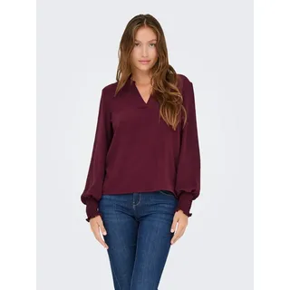 Only Blusenshirt »ONLMETTE V-NECK LS SMOCK TOP NOOS WVN«, lila
