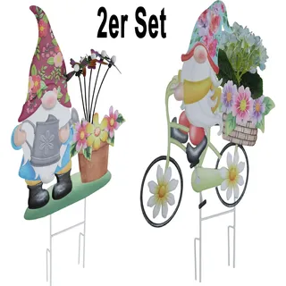 Solarleuchte Garten Gartenzwerg Lustig 2er Set Solarlampe Außenlampe Solar - Bunt