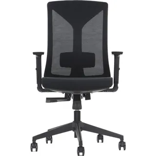Ergonomischer Bürodrehstuhl HAGER, Nylongestell, verstellbare Armlehnen, Schwarz, Netzrückenlehne - Schwarz