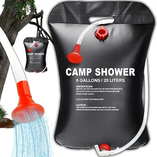 Campingdusche 20L – Solardusche für Outdoor, Gartendusche mit Duschkopf, Solar-Wassersack für warmes Wasser, ideal für Camping und Pool Retoo - Schwarz