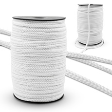 DOJA Barcelona | Seil Spule | 100m | Weiße Schnüre | 6mm Durchmesser | aus Polyester | Widerstandsfähig | Paracord-Schnur für Schnürsenkel, Sportschuhe, Tennisschuhe, Taschen, Rucksäcke, Armband