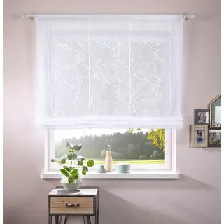Raffrollo HOME AFFAIRE "Adele" Gr. 1, weiß, B:45cm H:130cm, Voile, Obermaterial: 100% Polyester, Raffrollos, Raffrollo, mit Stickerei, Topseller