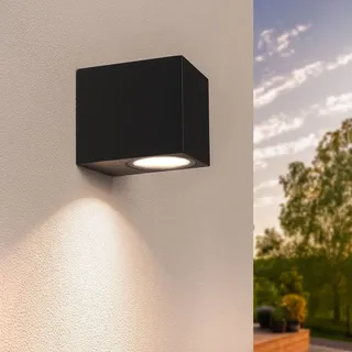 Ledvion Hydra, LED Wandleuchte Außen Schwarz Kubus, Für Ein GU10 Down Außenwandleuchte, Wandlampe Außenlampe, IP54