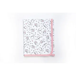 TI TIN | weiche, saugfähige Babydecke, 80x75 cm | Krabbeldecke aus 100% Baumwolle mit doppellagigen Stoff, Babydecke fürs Auto, Wiege, Kinderwagen, Babyschale, etc, Katzen-Motiv, rosa