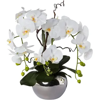 Creativ green Kunstorchidee CREATIV GREEN "Phalaenopsis", weiß, H:55cm, Kunststoff, Kunstpflanzen, im Keramiktopf