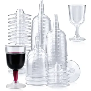 KAHEIGN 50Pcs Kleine Weingläser Plastik Stielgläser, 12x6,5cm 170ml Wiederverwendbare Transparente Weingläser für Hochzeiten Partys für Whisky Champagner oder Pudding Mousse