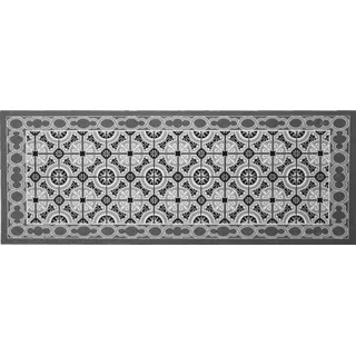 oKu-Tex Fußmatte | Schmutzfangmatte, Küchenläufer | Mosaik Muster Kacheln Kariert | Waschbar | Türvorleger für innen | rutschfest | grau/anthrazit | 45 x 75 cm