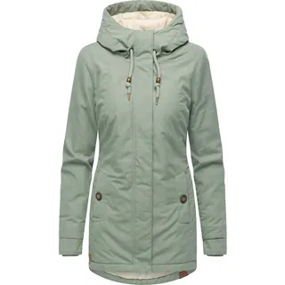 Winterjacke RAGWEAR "Winterjacke Monadena Parka YOUMODO", Damen, Gr. XXL, grün (dusty grün), Obermaterial: 68% Baumwolle CO. 32% Nylon NY.  Obermaterial: Futter: 100% Polyester PES. 100% Polyester PES., figurbetont Po-bedeckend, hoch geschlossener Ausschnitt, verstellbar Rippstrickbündchen, Jacken Winterjacke, Warmer Kurzmantel mit Kapuze