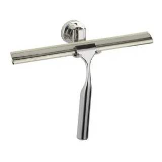 WENKO Bovino Power-Loc Bad- und Duschabzieher, Befestigen ohne Bohren - Kammer-Klebesystem, Breite: 24,5 cm, Edelstahl