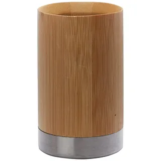 Testrut axentia Zahnbürstenhalter "Bonja", Badausstattung, Bad-Zubehör aus Bambus, dekorativer Bürstenhalter, Stiftebox, Stiftehalter, rund