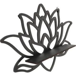 Wandregal Lotusblume, Dekorativ für Deko Wohnzimmer Weihnachten Feier | Eckregal für Kleine Figuren, Schwarz Lackiert, Leicht zu Reinigen, Passend für Küche und Cafédeko