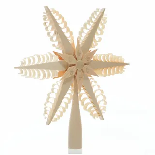 Baumschmuck Christbaumspitze Mitte Mit Holzstern 20x21x3cm NEU Holzspitze
