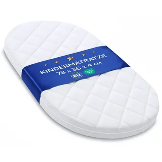 Stubenwagen Baby Matratzen Kinderwagen 36x78 cm - Matratze Beistellbett Babywiege Kindermatratze Oval Reisebett Nässeschutz Moseskorb Matraze 36 x 78 Kinderwagenmatratze Oeko-Tex