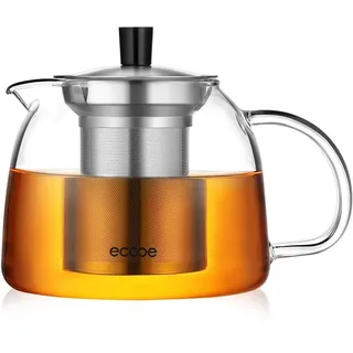 ecooe 1000ml Teekanne Glas Teebereiter mit Abnehmbare Edelstahl-Sieb Glaskanne