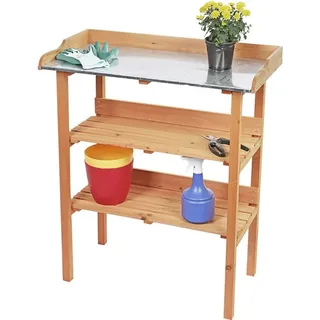 Holz Pflanztisch mit Metall Ablage - 92x78 cm