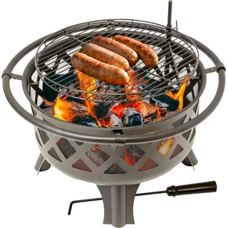 Feuerschale mit Grillrost, Feuerkorb für den Garten, Firebowl Ø 75x60 cm, Fire Pit - Schwarz