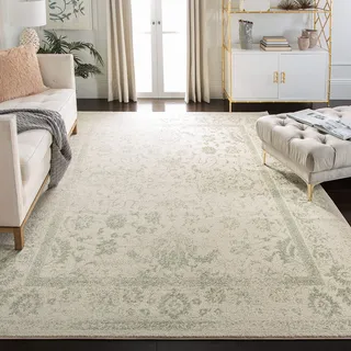 SAFAVIEH Teppich 183 x 274 cm - Adirondack Collection - Transitional Design, Elfenbein & Salbei, Pflegeleichte Synthetikmischung, Ideal für Wohnzimmer, Schlafzimmer, Büro (ADR109V)