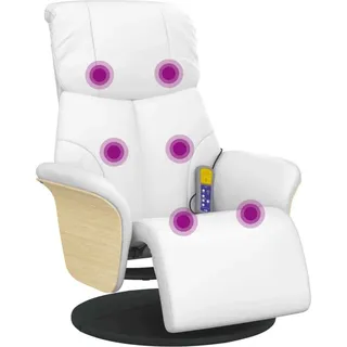 vidaXL Massagesessel mit Fußteil Weiß Kunstleder - Weiß