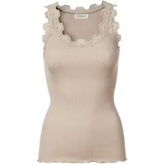 rosemunde Spitzentop "Babette Silk Top mit Seide" Vintage-Spitzenbesatz, mit Rundhalsausschnitt, hoher Seidenanteil, cacao