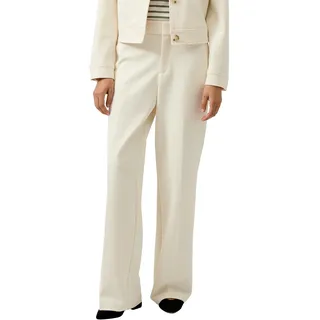 Stoffhose S.OLIVER, Damen, Gr. 42, N-Gr, beige, Web, Obermaterial: 74% Polyester, 22% Viskose, 4% Elasthan. Futter: 100% Polyester, unifarben, lang, Hosen Stoffhose, mit Bundfalte
