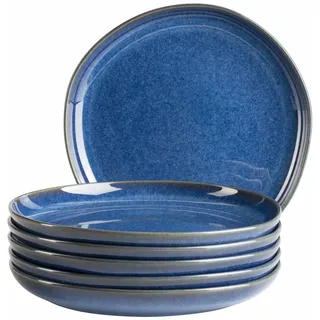 Mäser Desserttellerset , Blau , Keramik , 6-teilig , organisch , Geschirr, Teller, Teller-Sets