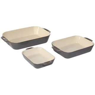 Staub Ceramique Ofenformenset, 3-tlg, rechteckig, Antik-Grau, Keramik