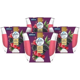 Glade Langanhaltende Duftkerze im Glas, Winter Berries, bis zu 30 Stunden Brenndauer, 4er Pack (4 x 204 g)