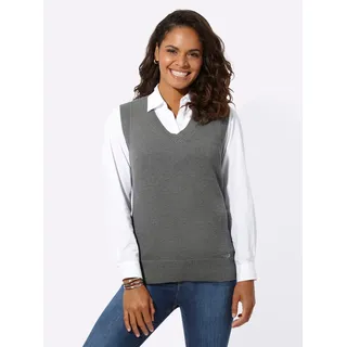 Pullunder CASUAL LOOKS "Pullunder", Damen, Gr. 40, grau (grau, meliert), 50% Baumwolle, 50% Polyacryl, unifarben, Pullover Pullunder
