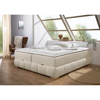 Boxbett OTTO HOME "Wehma ohne Kopfteil inkl. Bettkasten, auch in Überlänge erhältlich", beige, Komplettbetten, Struktur, Liegefläche B/L: 200cm x 220cm, Gewicht bis: 120 kg H4, 7-Zonen-Tonnentaschen-Federkernmatratze, Boxbett, in H2, H3 & H4 wählbar, inklusive Topper, B:204cm L:224cm