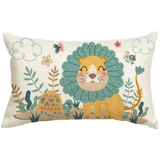 Artoid Mode Löwe Schildkröte Dschungel Kinder Kissenbezug, 30x50 cm Saisonnal Sommer Zierkissenbezug Cushion Cover Couch Wohnzimmer Deko