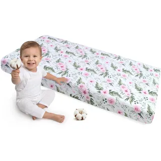 Medi Partners Spannbettlaken 60x120 Baby Bettlaken Kinderbett Spannbetttuch 100% Baumwolle - Fitted Kinder Sheet Bettwäsche Babymatratze Schlafsack Babybett (Pinke Blumen)