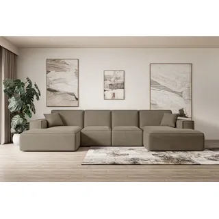 altdecor Ecksofa in U-Form Corner Sofa Bett Eckcouch Couch L-Form Wohnlandschaft Cauchsofa Sierra-U - 349x169x80 cm Braun