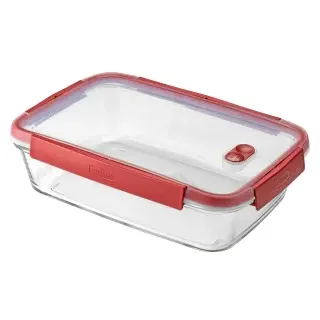 CURVER SMART COOK, Frischhaltedose Glas, Deckel mit Ventil, Clipbox aus hitzebeständigem Borosilikatglas, für anhaltende Qualität, Volumen: 2,3 Liter