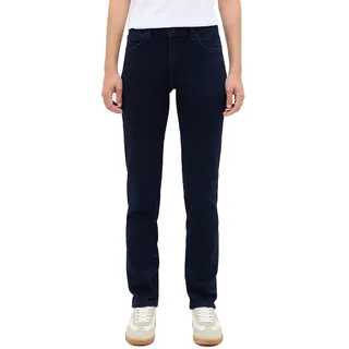 Slim-fit-Jeans MUSTANG "Damen Style Crosby Relaxed Slim", Damen, Gr. 42, Länge 34, blau (940 dunkelblau), Denim/Jeans, 78% Baumwolle, 21% Polyester, 1% Elasthan, unifarben, slim fit, Jeans Slim-fit-Jeans