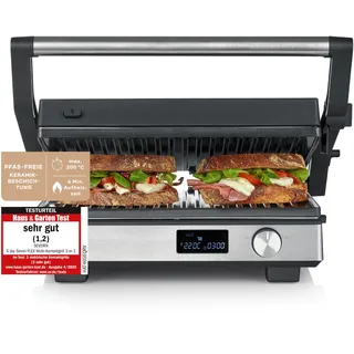 Kontaktgrill SEVERIN "KG 2380", silber (kunststoff), B:38,5cm H:37cm T:35cm, Kontaktgrill_Standgrill_Tischgrill_Teppanyakigrill, Kontaktgrill