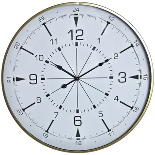 DKD Home Decor Wanduhr, Metall Kristall, Gold, Weiß, Estándar
